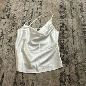 White satin asymmetrical top